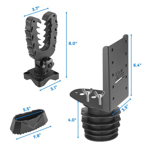KEMIMOTO UTV Hunting Tool Holder Rack, Tool Holder Compatible with Polaris Ranger and General, Mount on The Dash Cup Holder or Cargo Bed, Shovel Mount Bow Rack