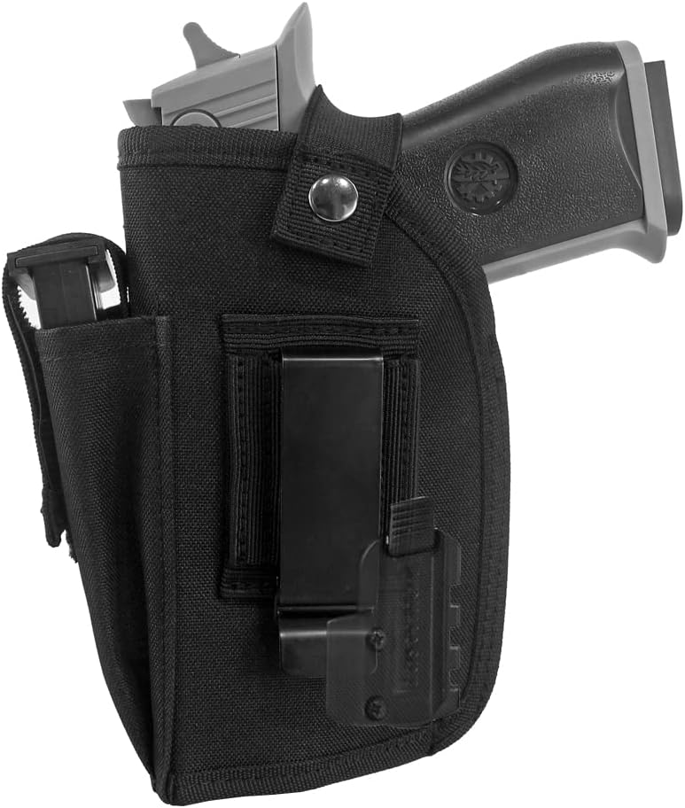 Skiennix Concealed Carry Gun Holster - Ambidextrous IWB/OWB with Mag Pouch for Handgun with Laser Light