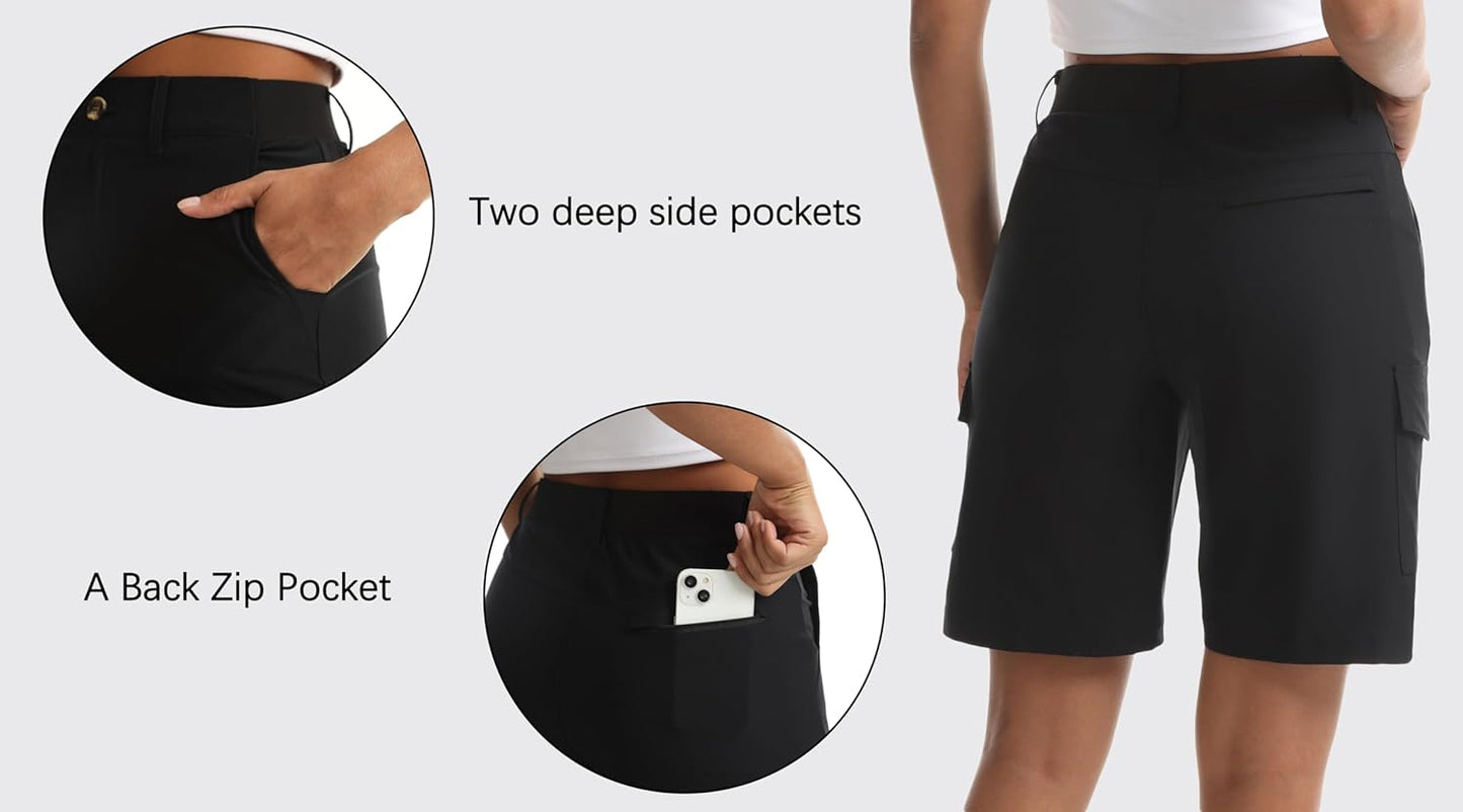 Skiennix Women's Lightweight Hiking Shorts - Versatile Cargo Design with Pockets for Travel & Outdoor Activities