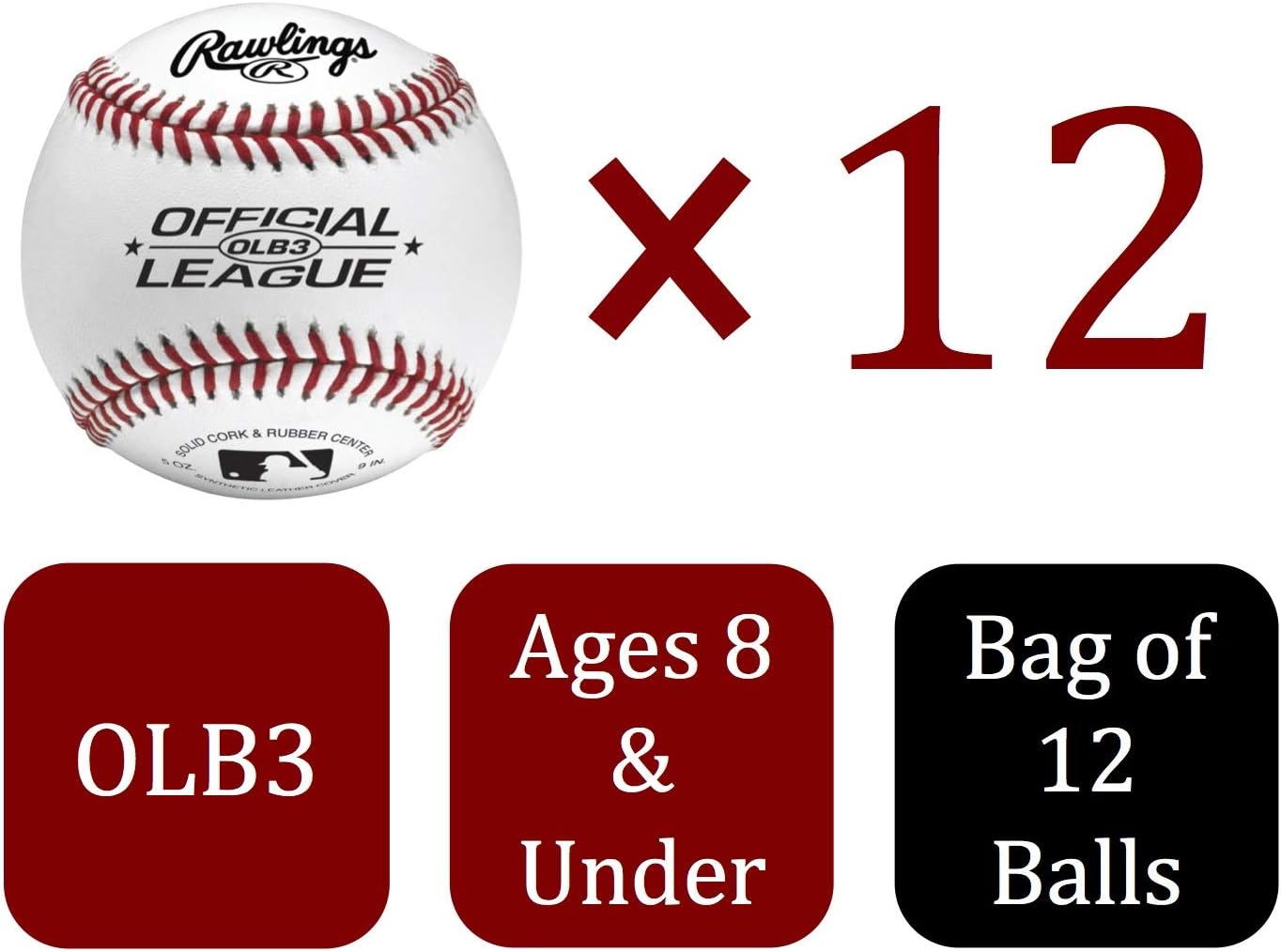 Rawlings Official League Practice Baseballs - Youth Size | Bag of 12 | Perfect for Recreational Use