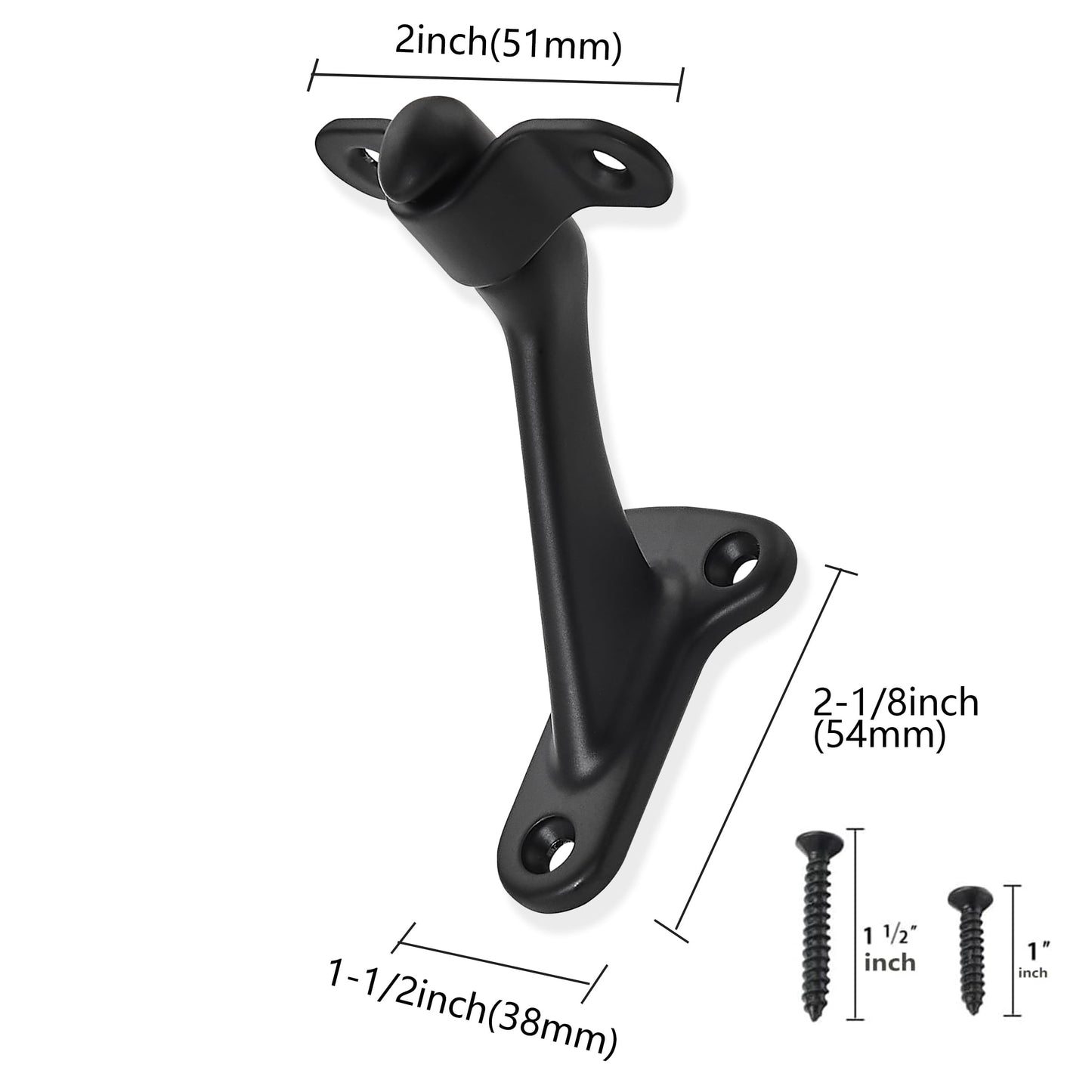 ZAUYX 2 Pack 3 Inch Hand Rail Bracket Black Stair Brackets Heavy Duty Handrail Brackets for Stairways Handrail Staircase Bracket