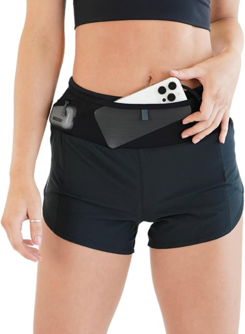 FlipBelt High Waisted Running Shorts - Quick-Dry Activewear with Pockets & Built-In Belt
