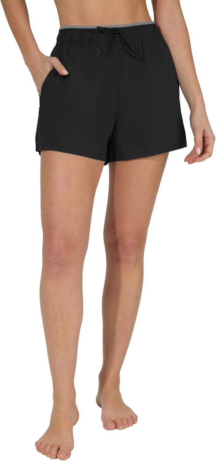 Yogalicious Running Shorts - Lightweight 2-in-1 Design with Drawstring & Pockets for Women - 3" Length