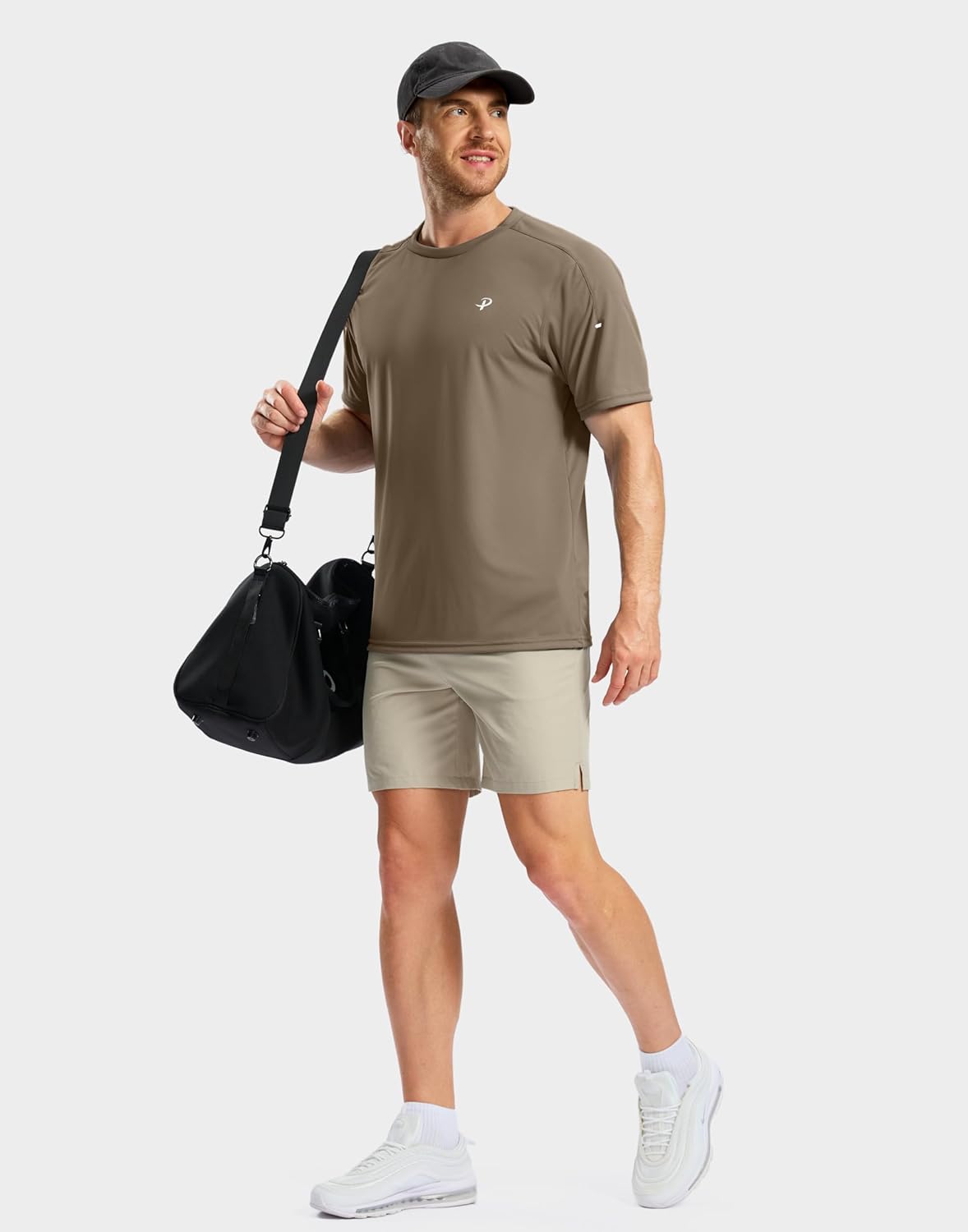Pudolla Men's Athletic Running T-Shirts - Lightweight Quick-Dry Short Sleeve Gym Tees