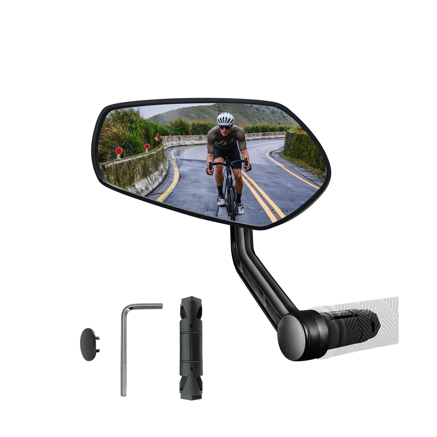 Homieway Bike Mirror for Handlebar, Bar End Bicycle Mirror, Anti-glare HD Glass Lens 360° Adjustable Rear View Mirror for E-bike, Mountain Bike, City Bikes & Scooter (Left 0.59-0.78")