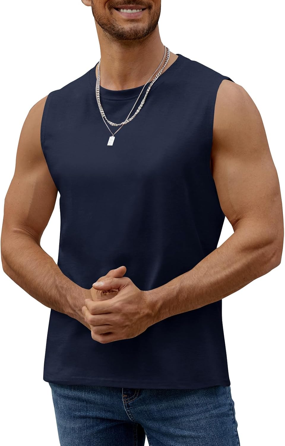 Skiennix Men's Gym Sleeveless Workout Tank Top - Casual Muscle Cut-Off Shirt