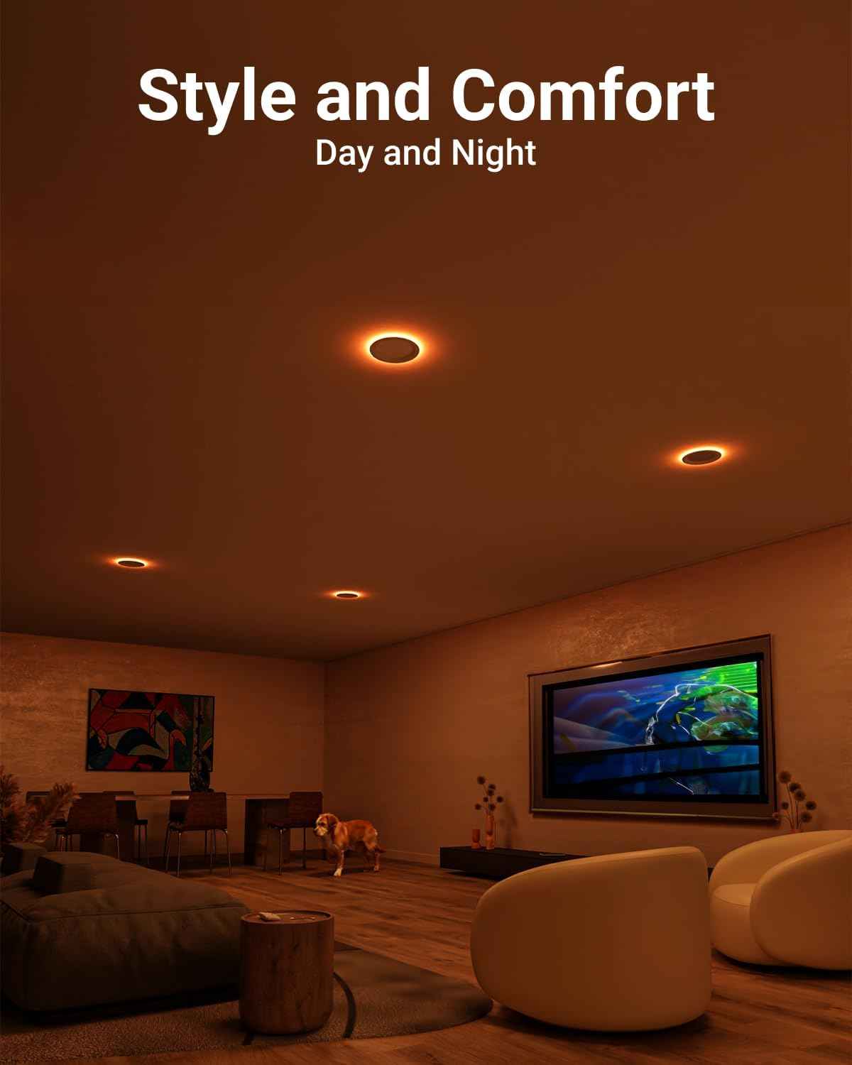 6-Pack Sunco 6-Inch Dimmable LED Recessed Ceiling Lights with Night Light, 1500 LM, Selectable CCT