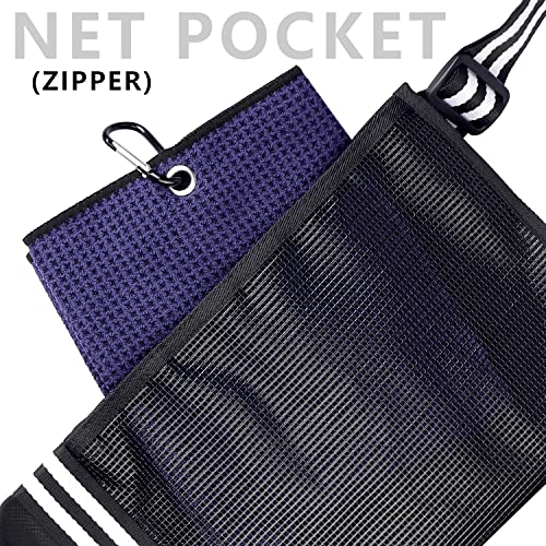 Portable Golf Sunday Bag - Carry 3-9 Clubs, 6 Pockets, Adjustable Sling Strap - Black