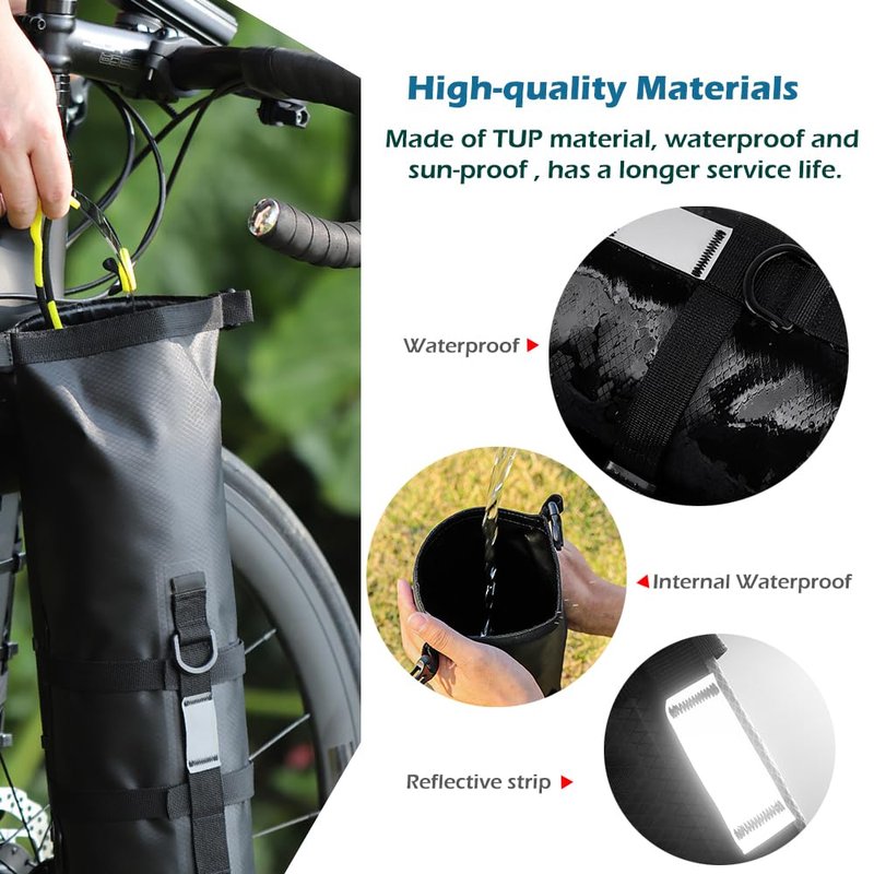 BEENOPT 5L Bike Fork Bag with Multipurpose Cage for Cycling Touring,Lightweight Bicycle Waterproof Dry Cargo Rack Bag for MTB,Road,Mountain,Folding bikes