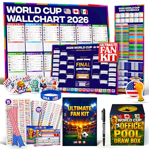 2026 World Cup Fan Kit - A1 Wall Chart, 384 Stickers & Sweepstake