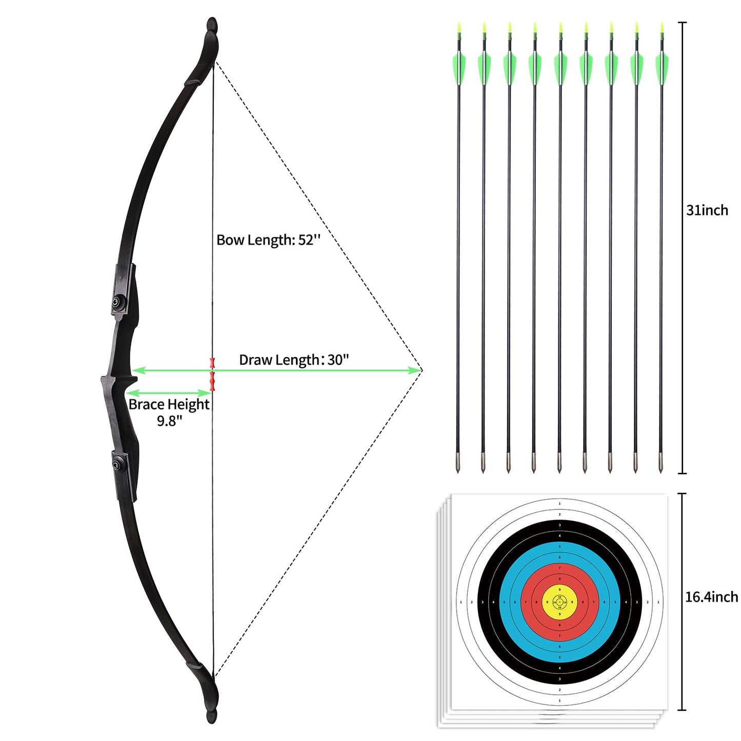 Archery Takedown Recurve Bow and Arrow Set for Adults/Beginners/Youth