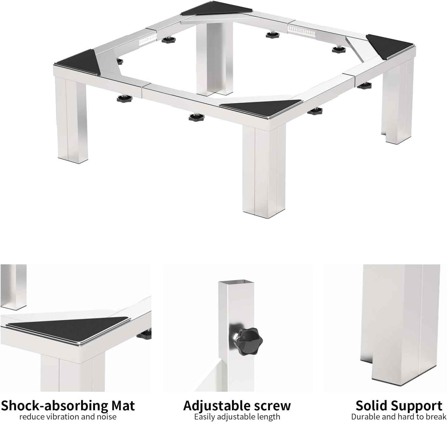 Heavy Duty Stainless Steel Mini Fridge & Washer Dryer Stand with 4 Strong Feet - Universal Appliance Base (Large)