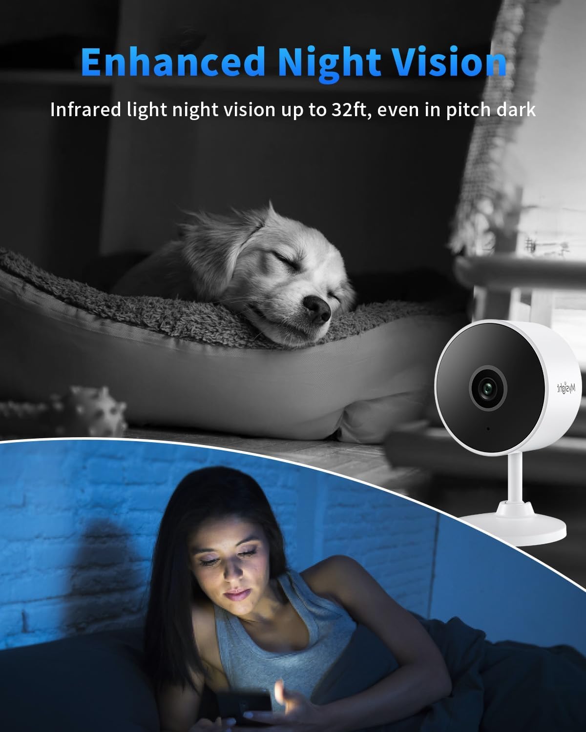 2K Indoor Security Camera with AI Voice Change, Night Vision & 24/7 Recording - Home Baby Monitor & Pet Camera