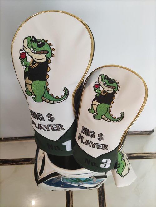 Golf Head Covers Fairway Wood #3 Cartoon Embroidery Luxurious Waterproof and wear-Resistant Silicone Leather Durable Club Covers