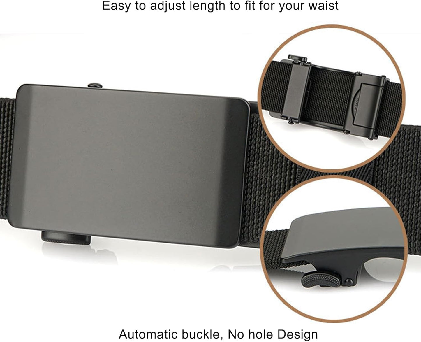 Skiennix Men's Elastic Nylon Ratchet Belt - Stretch Webbing for Jeans & Golf - 1.34" Wide