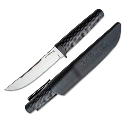 COLD STEEL Outdoorsman Lite Durable Lightweight 4116 Stainless Steel 6" Fixed Blade Tactical Outdoor Hunting Knife, Textured Kraton Handle, Hard Plastic Sheath
