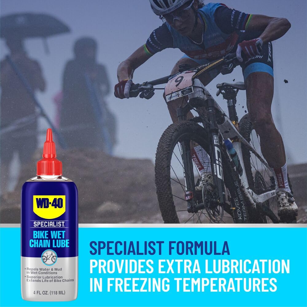 WD-40 Specialist Bike Wet Chain Lube - Premium 4 OZ Lubricant for Smooth Cycling Performance