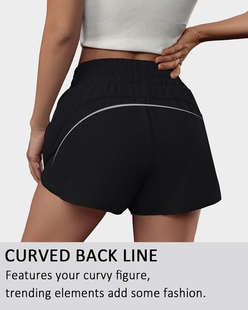 BMJL Women's Running Shorts - Elastic High Waisted with Pockets | 2.5" Quick Dry Athletic Shorts