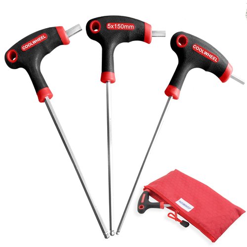 COOLWHEEL Bike Hex Allen Key Wrench Set - 4/5/6mm Bicycle T-handle Energy Saving Hex Key Screwdriver Tool Kits with Ball End for Bike Pedal Handlebar Disc Brake Mount Repair