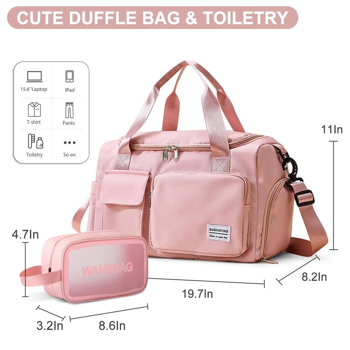 Cow Printed Gym Bag for Women, Waterproof Duffle Bag Carry On Weekender Bag with Shoe Compartment & Wet Pocket, Tote Bag for Travel, Workout, Sport