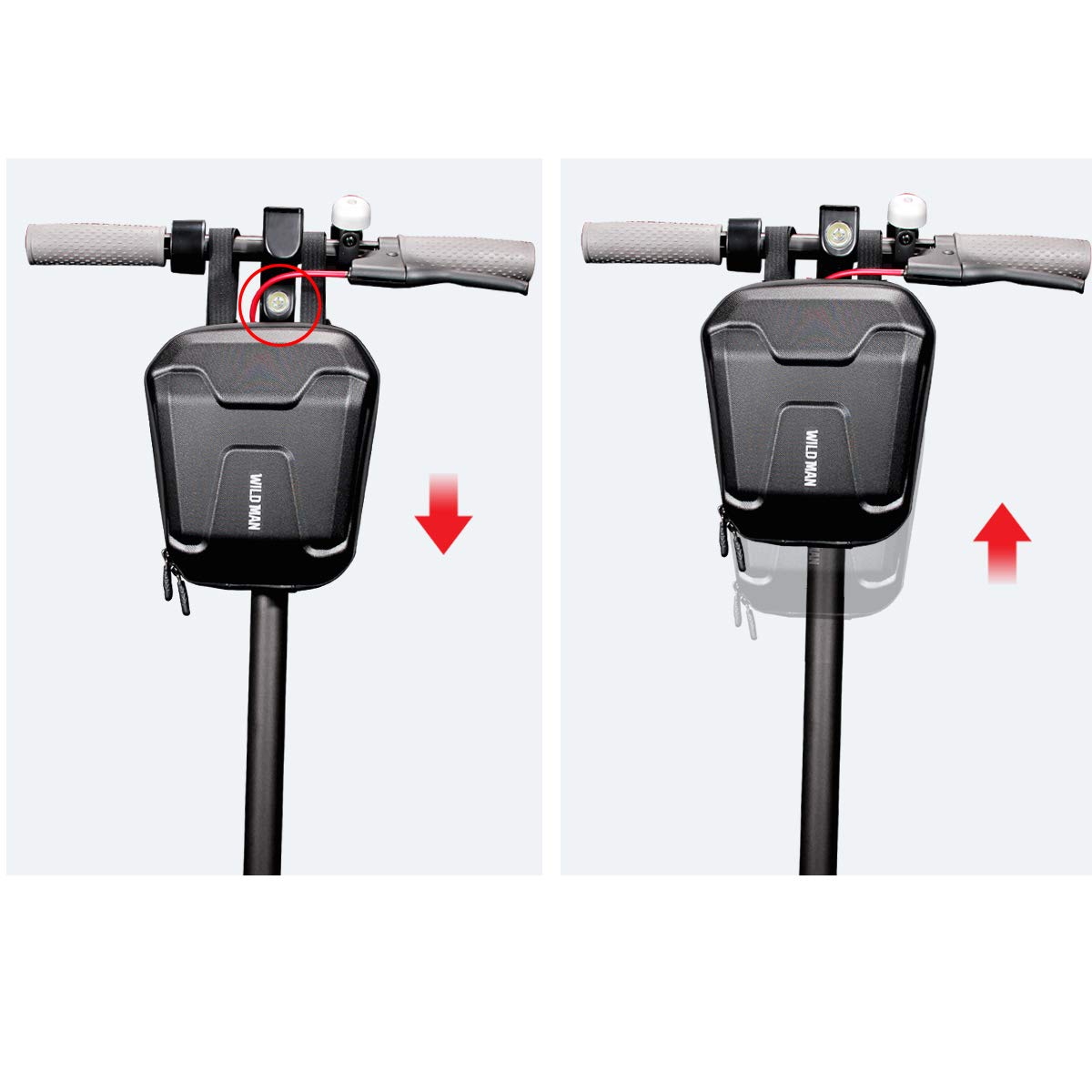 MOZOWO Scooter Storage Bag, Rainproof Electric Scooter Handlebar Bag, Hard Shell Front Bag Fit for Carrying Charger Tools, Repair Tools, 2.5L Large Capacity for Kick Scooters Folding Bikes