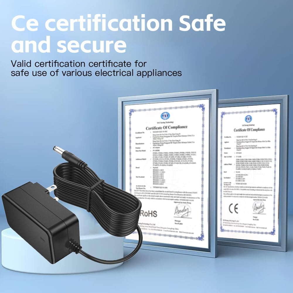 10FT 12V 3A AC Adapter 12Volt Power Supply Charger Cord 100-240V AC to DC 12 Volt 3 Amp for LED Strip Lights CCTV BT Speaker DC12V Charger 3M