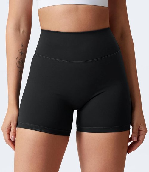 HIGORUN Women's Gym Workout Shorts - High Waisted Tummy Control Biker Shorts | 4.5" Athletic Yoga