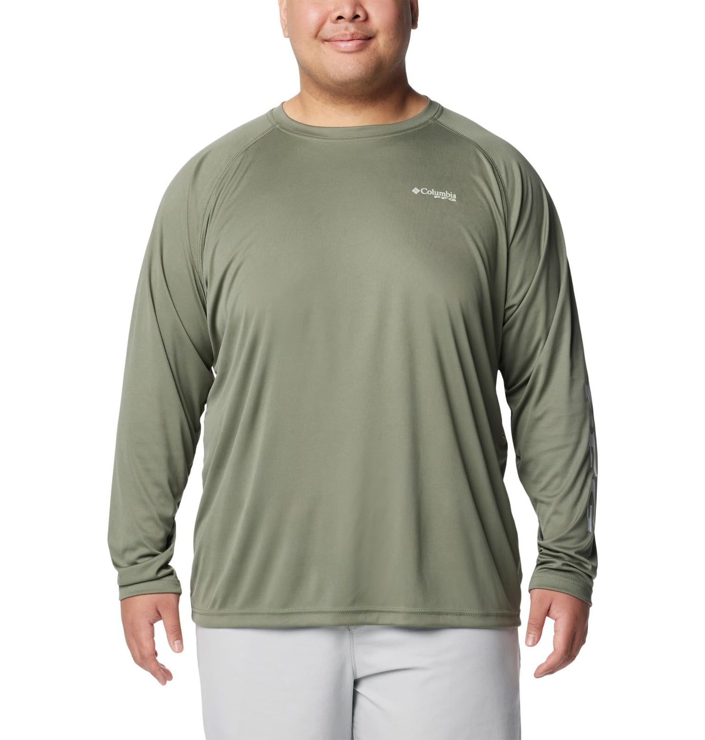 Columbia Men's PFG Terminal Tackle Long Sleeve Fishing Shirt, Cypress/Cool Grey Logo, X-Large Tall