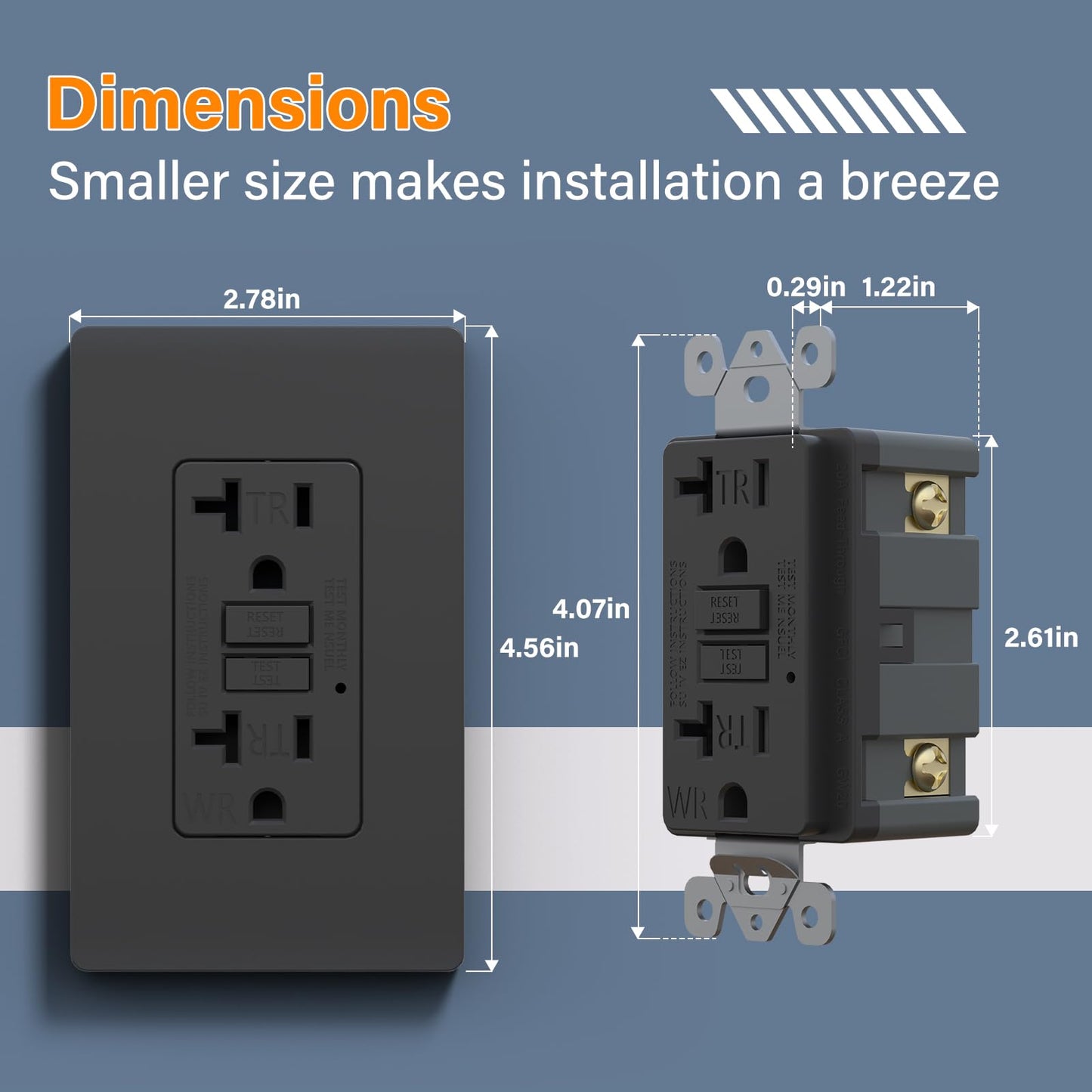 BSEED GFCI Outlet 20 Amp, Self-Test GFI Electrical Outlet with LED Indicator, Weather & Tamper Resistant GFCI Receptacle, Ground Fault Circuit Interrupters with Wall Plate, UL Listed, Black