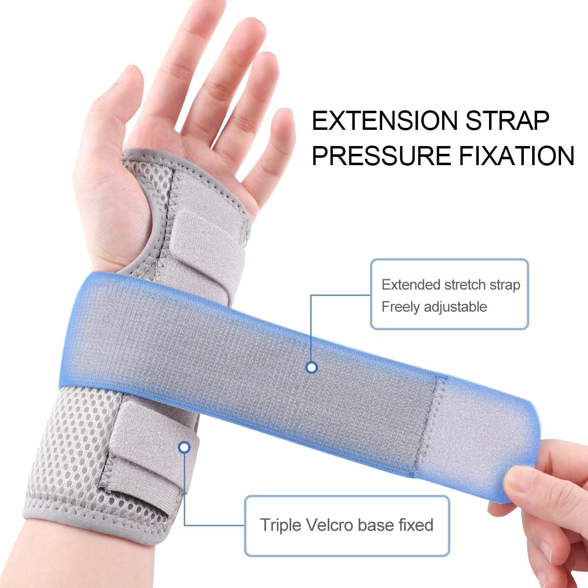 Carpal Tunnel Wrist Brace Night Support with Splints Right Hand, Hand Brace for Arthritis, Tendonitis, Sprain, Injuries, Wrist Pain Relief, Adjustable and Breathable