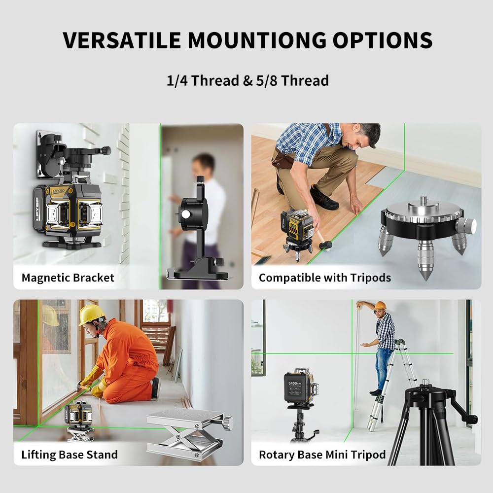 Laser Level 360 Self Leveling with Tripod, 200ft/60m working distance with vertical and horizontal lines, self-leveling mode&IP54 waterproof set