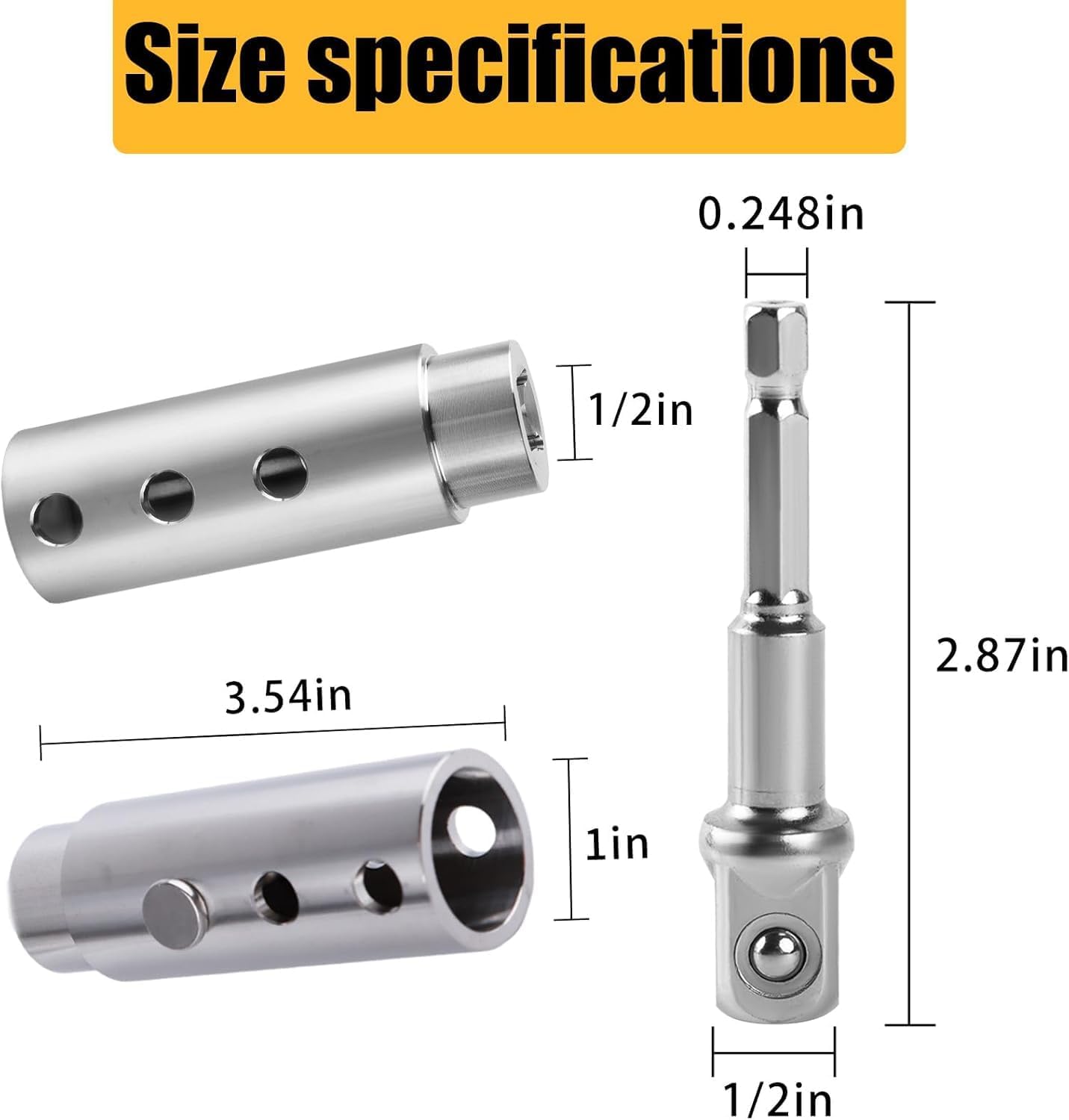 Skiennix Trailer Jack Drill Adapter - Stainless Steel Handle for 1 Inch Jack Drive Shaft | Cordless Drill Socket Attachment