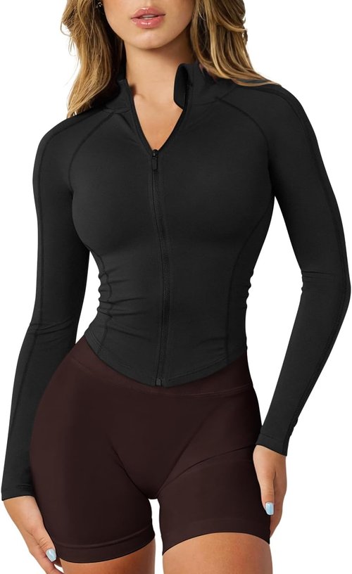 GYM RAINBOW Women's Lightweight Zip-Up Workout Jacket - Slim Fit Athletic Design with Thumb Holes