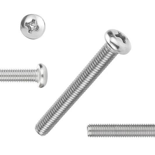 QISHENG 100 PCS #6-32X1-1/2(1.5 inch) Stainless Steel Phillips Pan Head Machine Screws,DIY,Repair,Install Furniture and Electrical Appliances Screwss,Stainless Steel 18-8 A2(304) Screw
