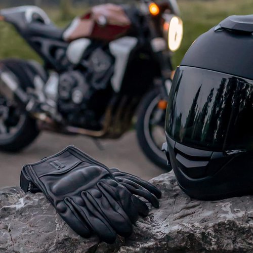 Harssidanzar Leather Motorcycle Gloves - Touchscreen Compatible for Men | GM028 Model