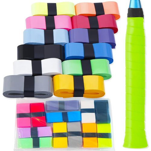 12 Pieces Tennis Racket Grip overgrip Tape Tennis Accessories Precut Badminton Racket Grip Colorful for Anti-Slip and Sweat Absorbent Grip