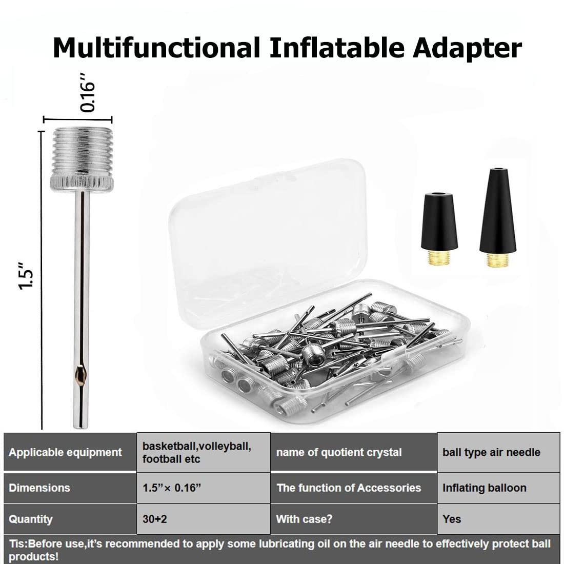 Dlingear 30+2 PCS Ball Pump Inflation Needle，Air Inflate Pump Needles for Basketball, Soccer Ball, Volleyball, Football, and All Other Sports Balls
