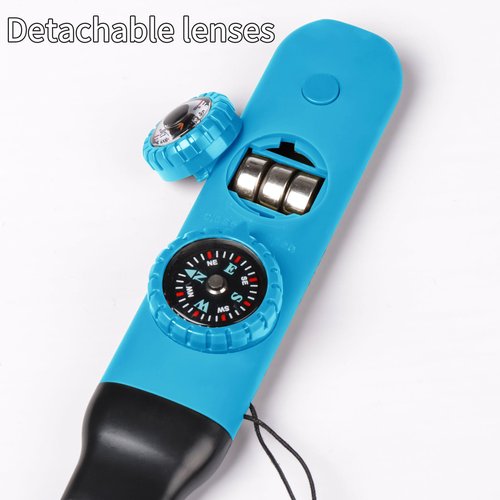 Multifunctional Survival Emergency Whistle for Kids with Compass Hiking Survival, Thermometer & Neck Lanyard | Emergency Safety Gear for Hiking, Camping, Kayaking, Boating, Climbing（blue2pcs）