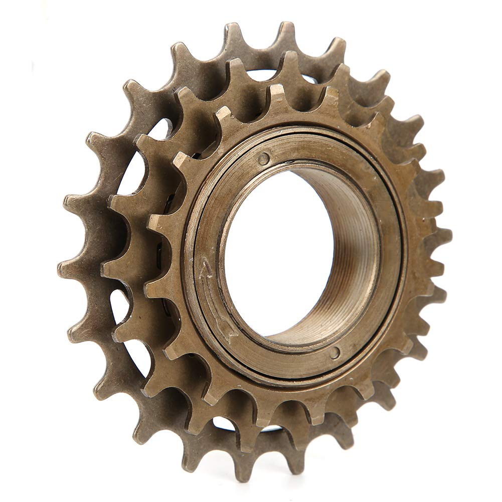 Tomotato Bicycle Freewheel, 3-Speed Threaded Freewheel with 16/19/22T Sprockets, Metal Replacement Part for Single Speed Mountain Road Bikes