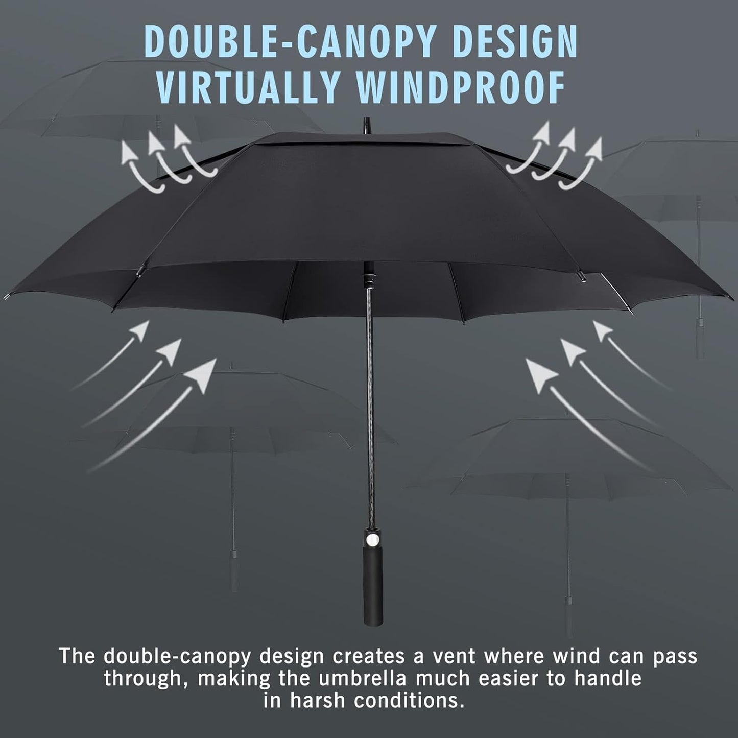 ZOMAKE Golf Umbrella - Windproof Extra Large Double Canopy for Rain & Sports Games | 51-72 Inch