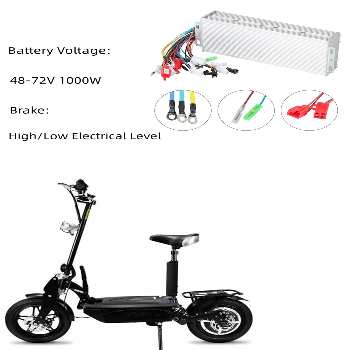 WFLNHB 48-72V 1000W Brushless DC Electric Motor Speed Control Box(2-Mode) for Electric Bicycle Scooter Square Controller