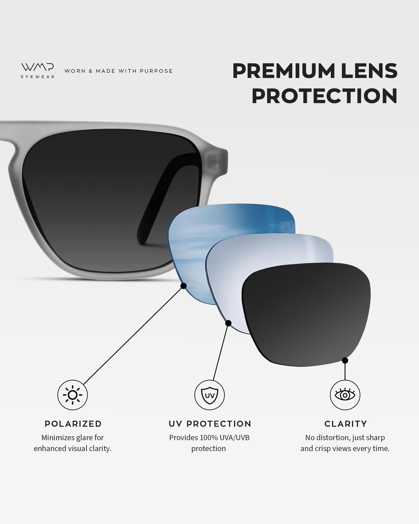 WearMe Pro Emerson Men's Polarized Aviator Sunglasses, Square Frame, UV400