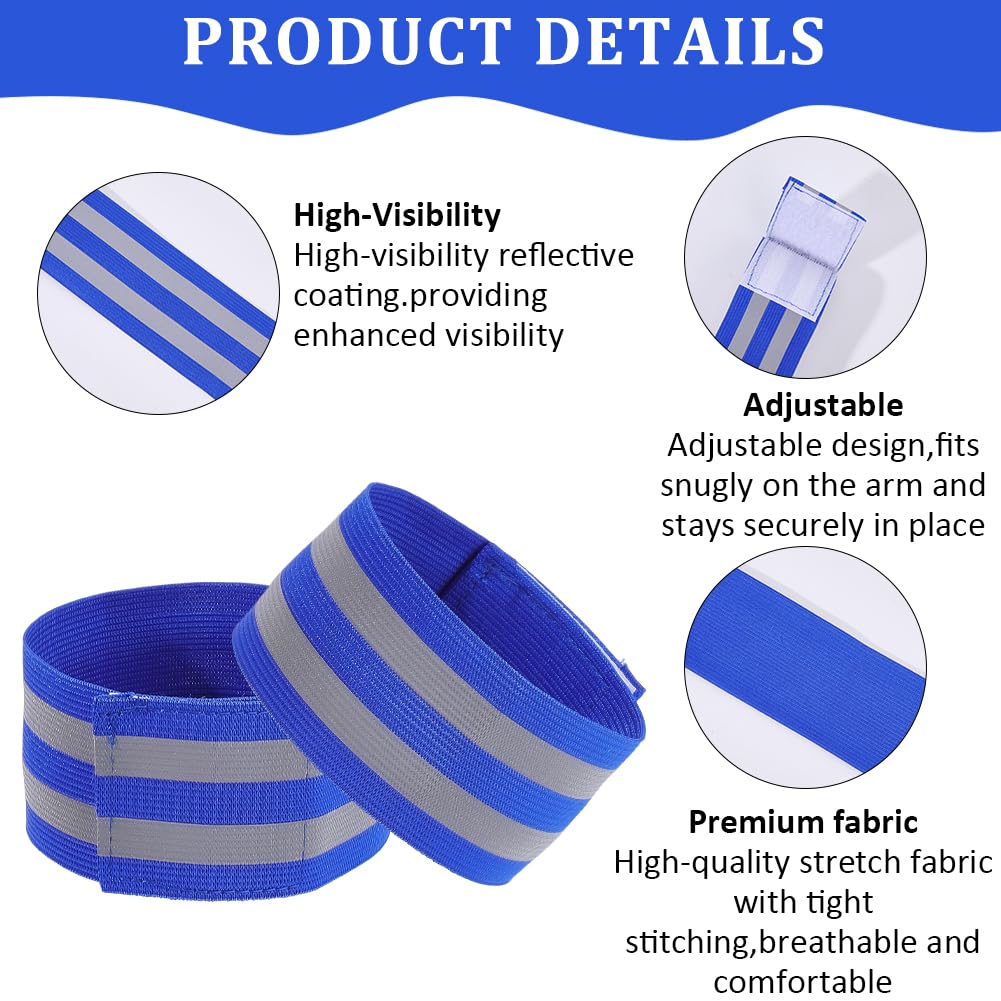 CREATCABIN 4 Pack Reflective Armbands Event Wristbands Green Colorful Polyester Light High Visibility Night Reflectors Hanging Security Leg Arm Wrist Tape Straps for Cycling Running Arm Wrist Ankle