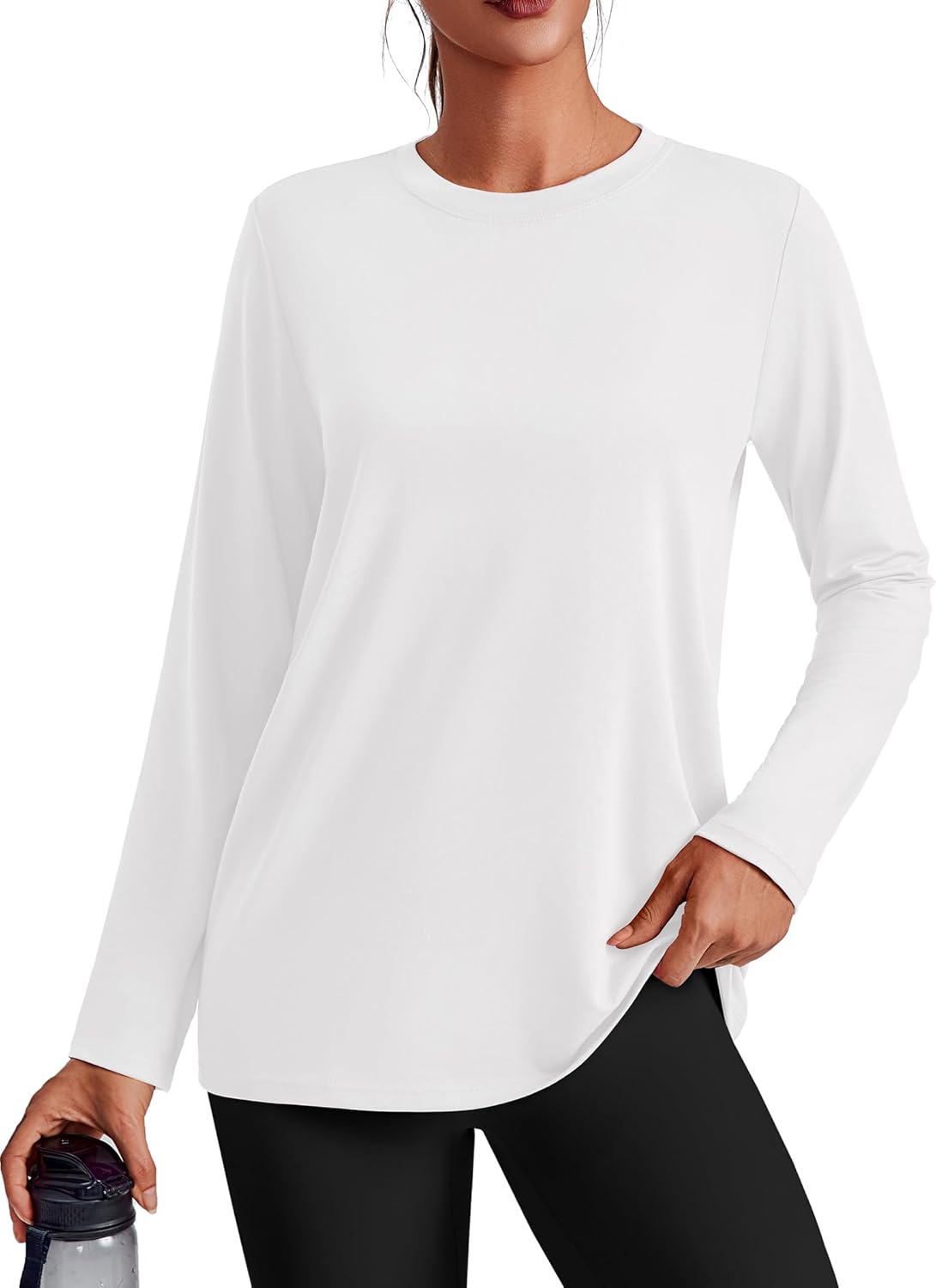 PINSPARK Long Sleeve Workout Tops for Women - Quick Dry UPF 40+ Athletic Shirts | Loose Fit for Gym & Hiking