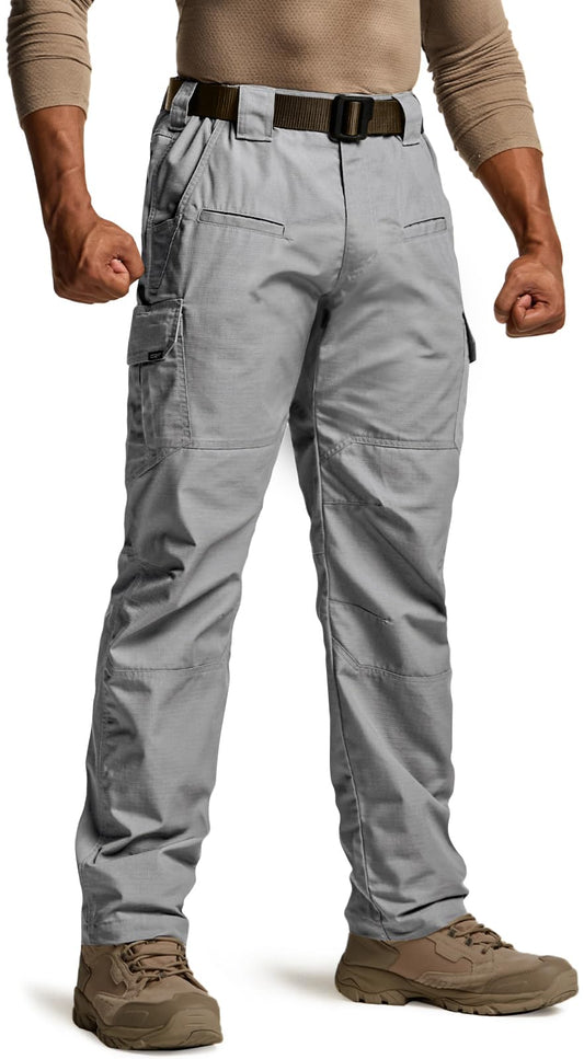 CQR Men's Tactical Pants, Water Resistant Ripstop Cargo Pants, Lightweight EDC Work Hiking Pants, Outdoor Apparel, Raider Stone, 42W x 30L