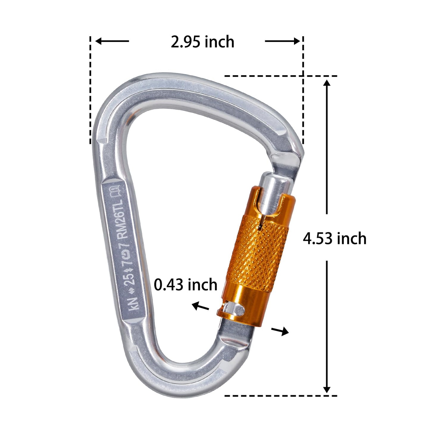RESQT 25KN Auto Locking Climbing Carabiner Clips, Heavy Duty Climbing Carabiners Twist Lock, for Rock Climbing, Camping, Rappelling, Hunting, Rescue Equipment (25KN-5Pcs)