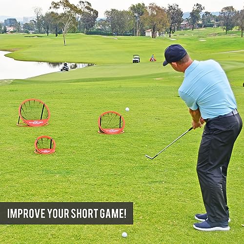 Chipster Pop-Up Golf Chipping Practice Net - Red - Indoor & Outdoor Training Aid
