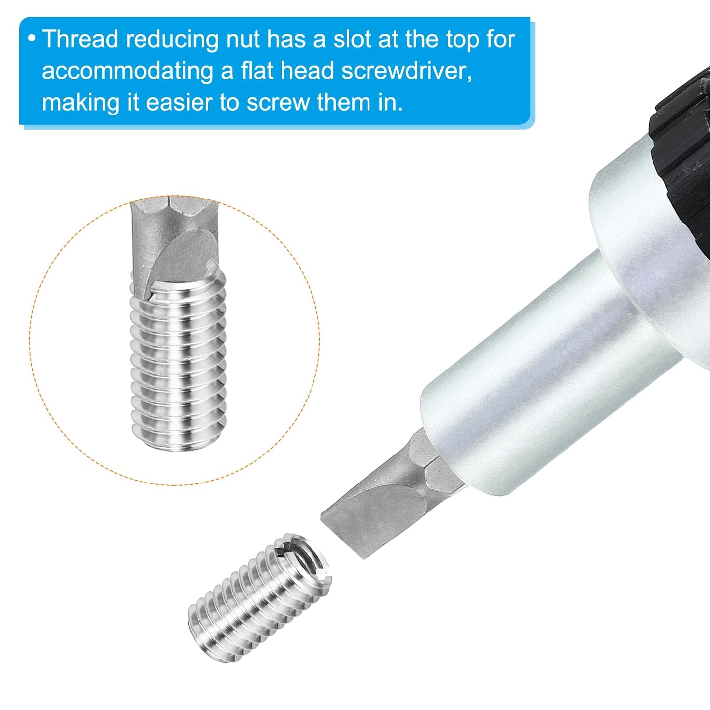 PATIKIL Thread Adapters Sleeve Reducing Nut, 6 Pcs M12*1.75 Male to M10*1.5 Female Repairing Insert Nut Screw Reducer Conversion Stainless Steel Fastener 20mm