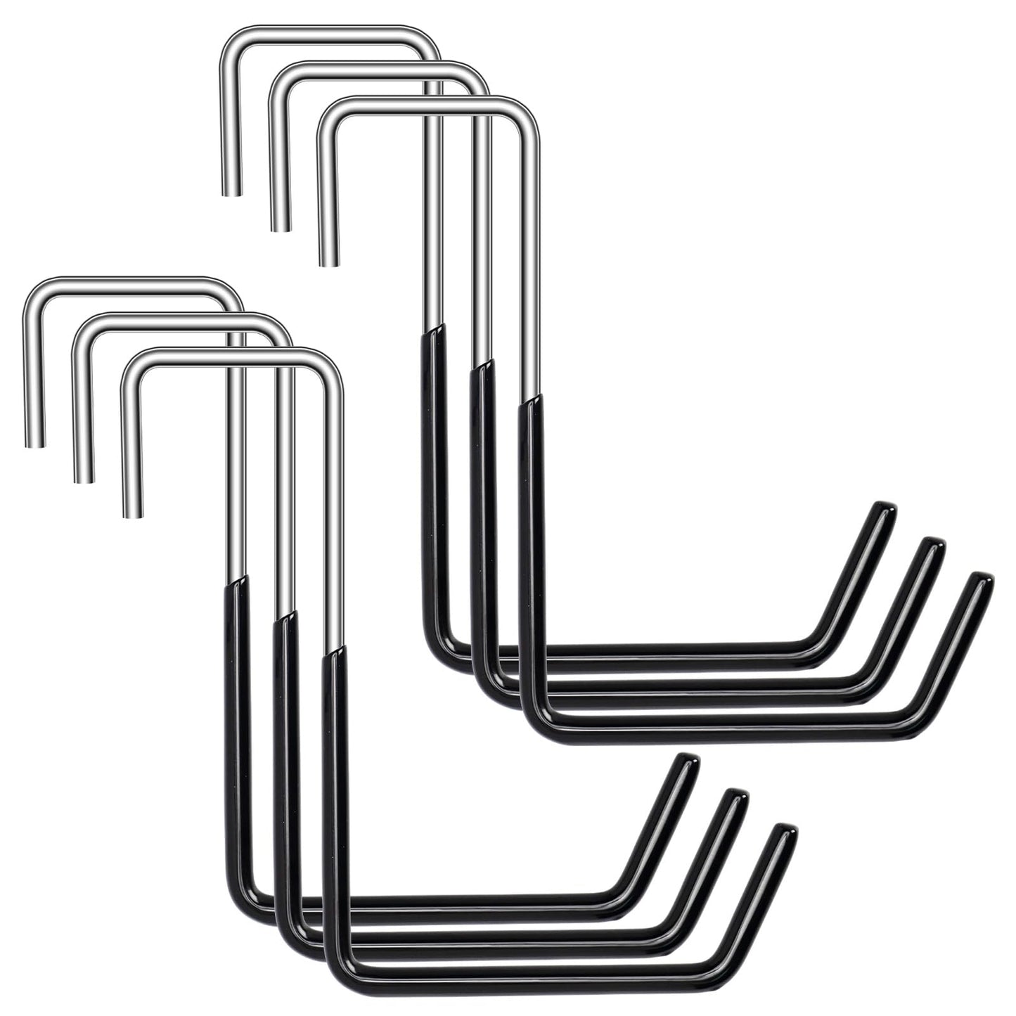 CINDALOG 6 Pack Heavy Duty Rafter Hooks for Hanging Vinyl Coated Large S Rafter Hanger Hooks for Hanging Ladder Bike Hangers Garage Storage Organizer Hose Plants Chairs Black