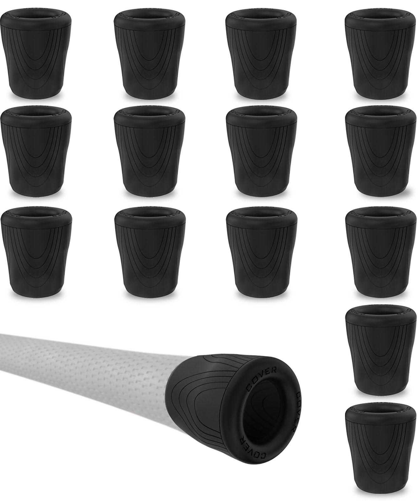 14 PCS Golf Smart Sensor Cover for Garmin Approach CT10, Arccos Smart Sensors and Other, Fit Standard, Midsized, Jumbo Sized Grips, Silicone Protective Cover Black